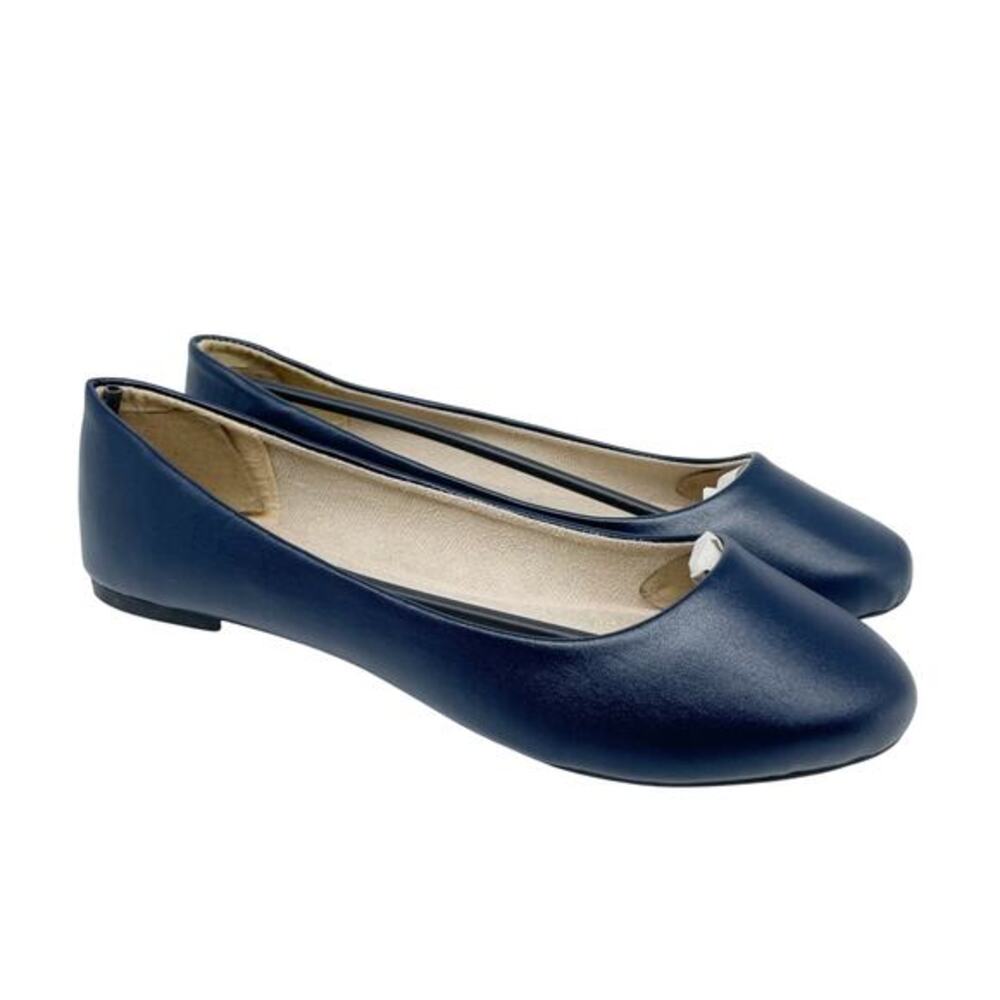 Alpine Swiss Women's Navy Blue Leather Pierina Ballet Flats Size 9